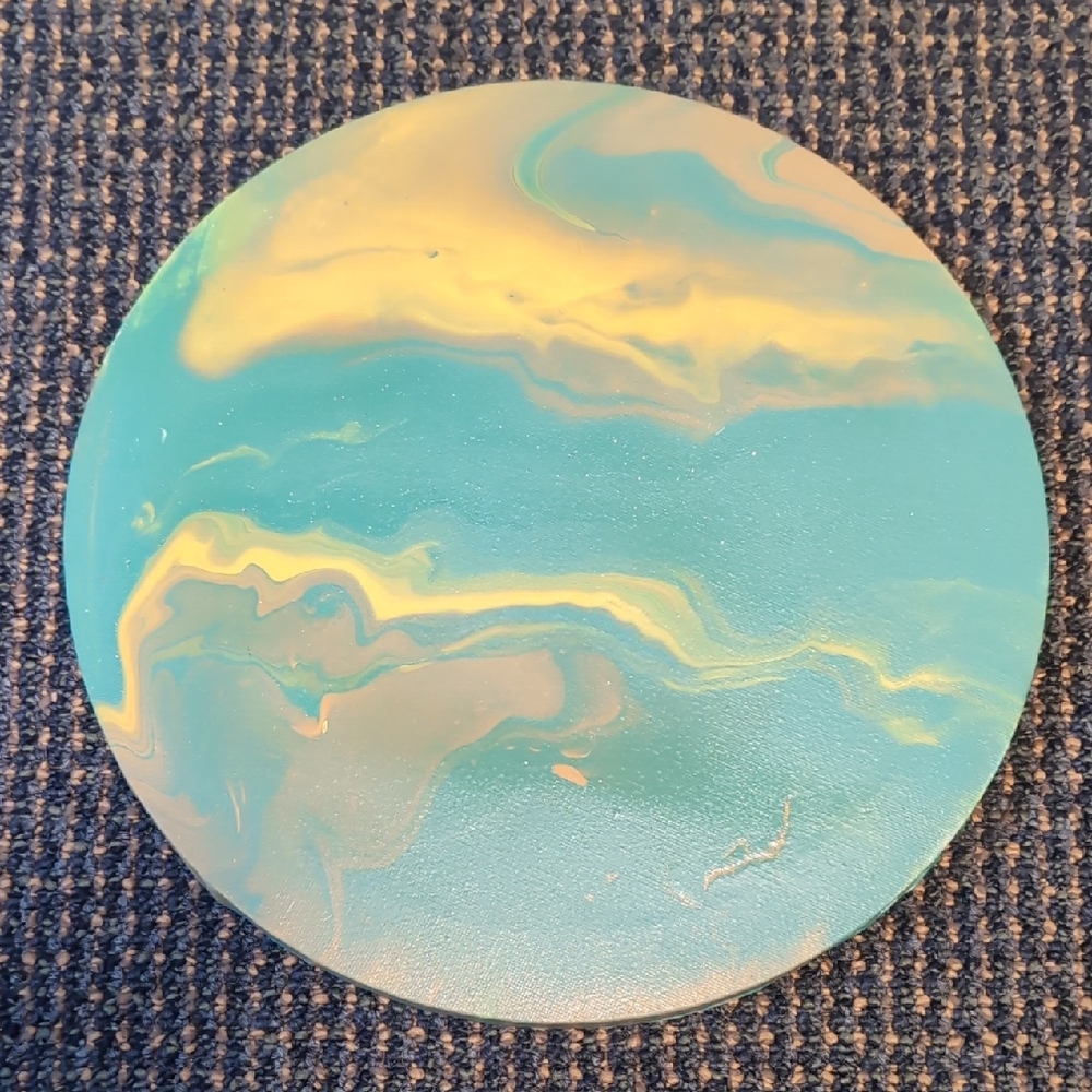 Abstract Teal and Yellow Art Piece
